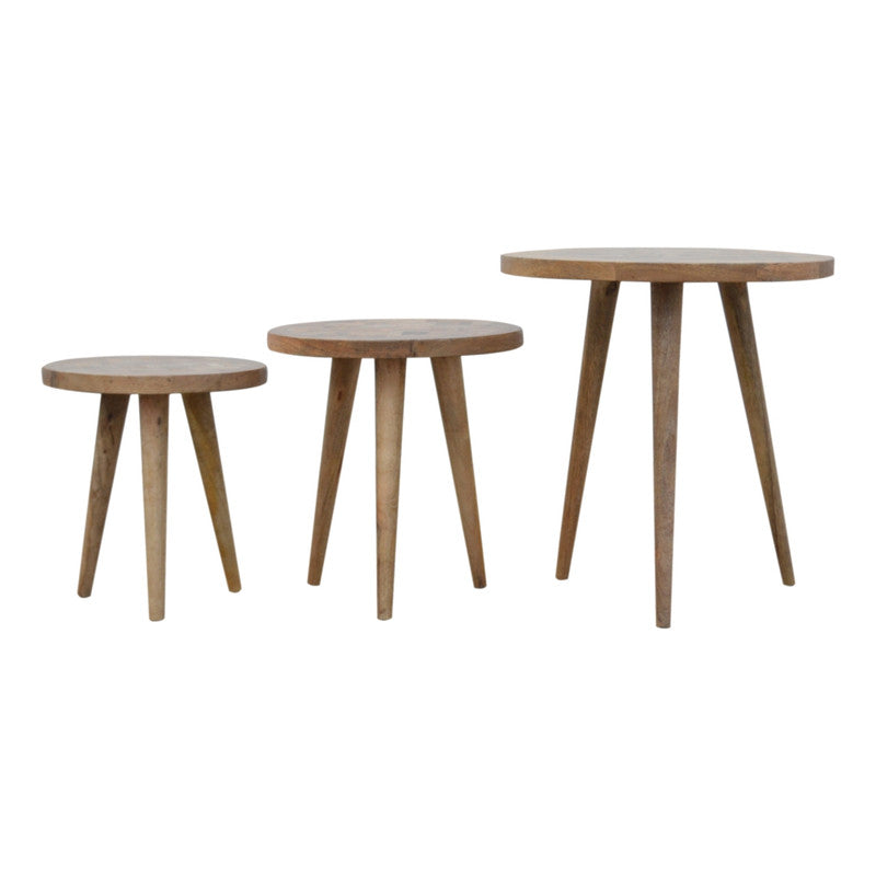 Set of 3 Nesting Tables with Patchwork Patterned Tops Secondary image