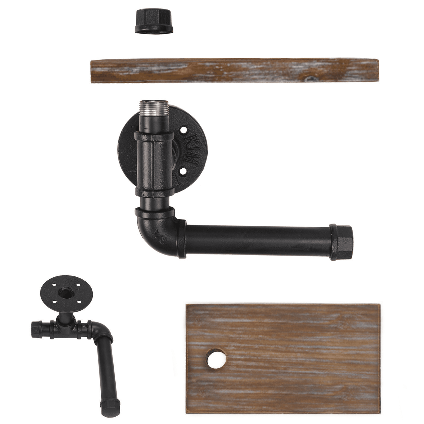 (9.8 in - Rustic Brown) Industrial Toilet Paper Holder with Shelf,