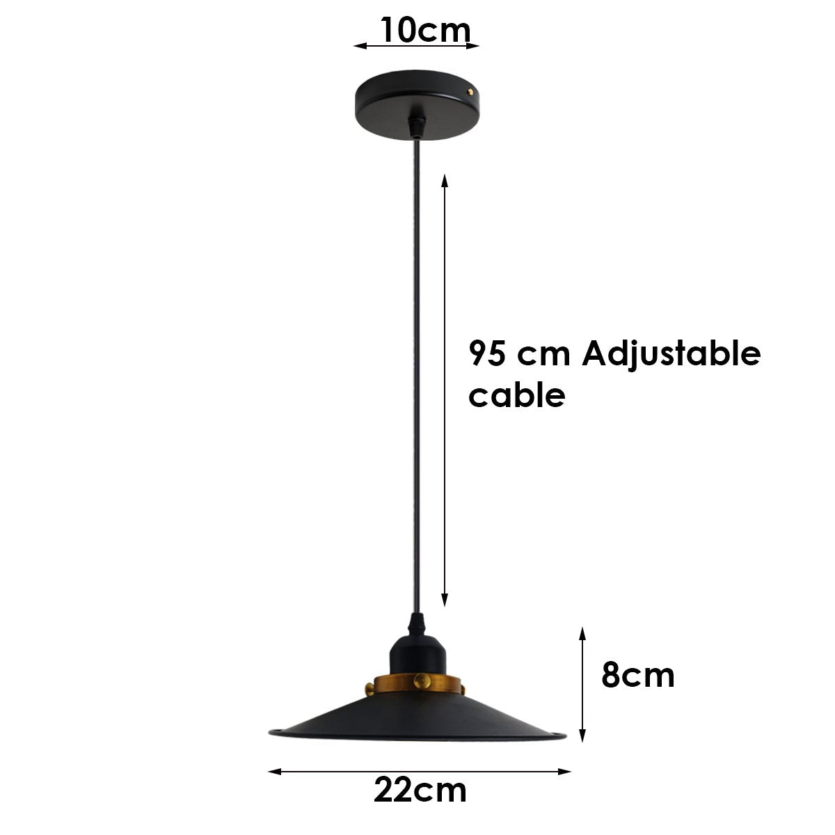 Adjustable Black Metal Ceiling Pendant Light Easy Fit ~2463