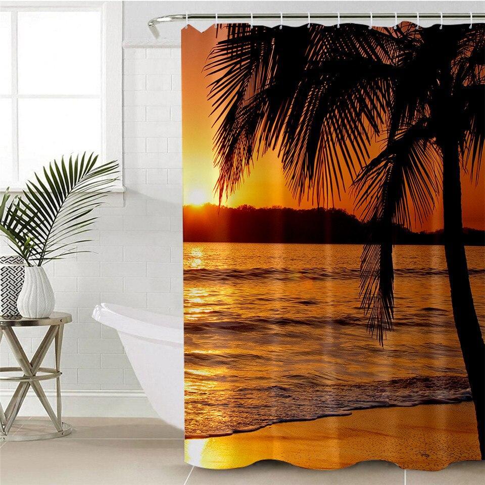 Palm Tree Sunset Shower Curtain Main image