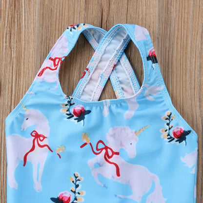 Kids Baby Girls Unicorn Cartoon One piece Swimsuit