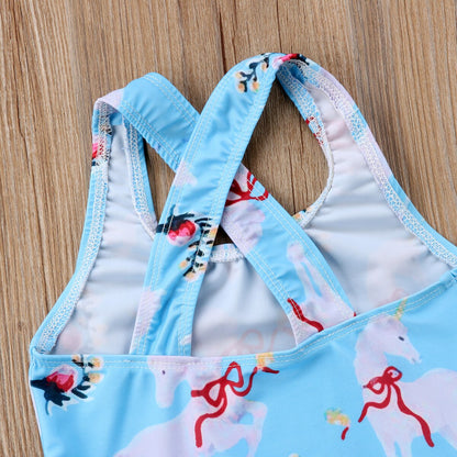 Kids Baby Girls Unicorn Cartoon One piece Swimsuit