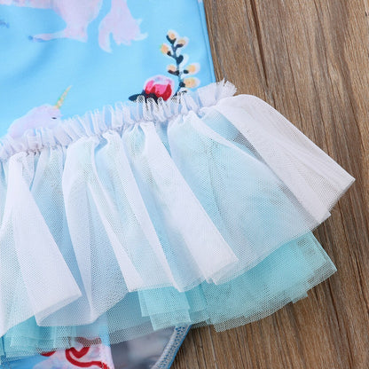 Kids Baby Girls Unicorn Cartoon One piece Swimsuit