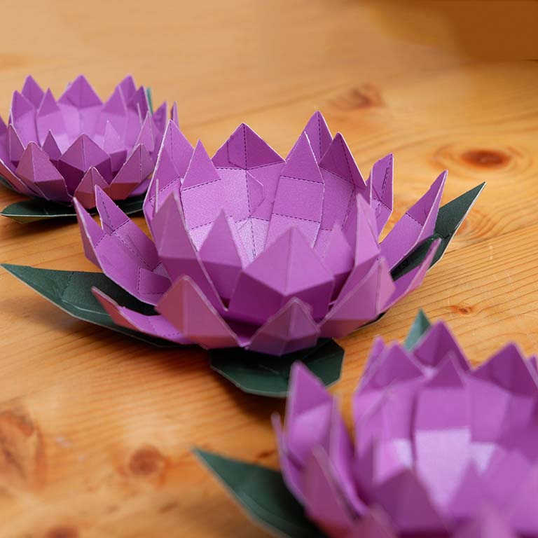 Lotus Paper Craft Flower - Low Poly