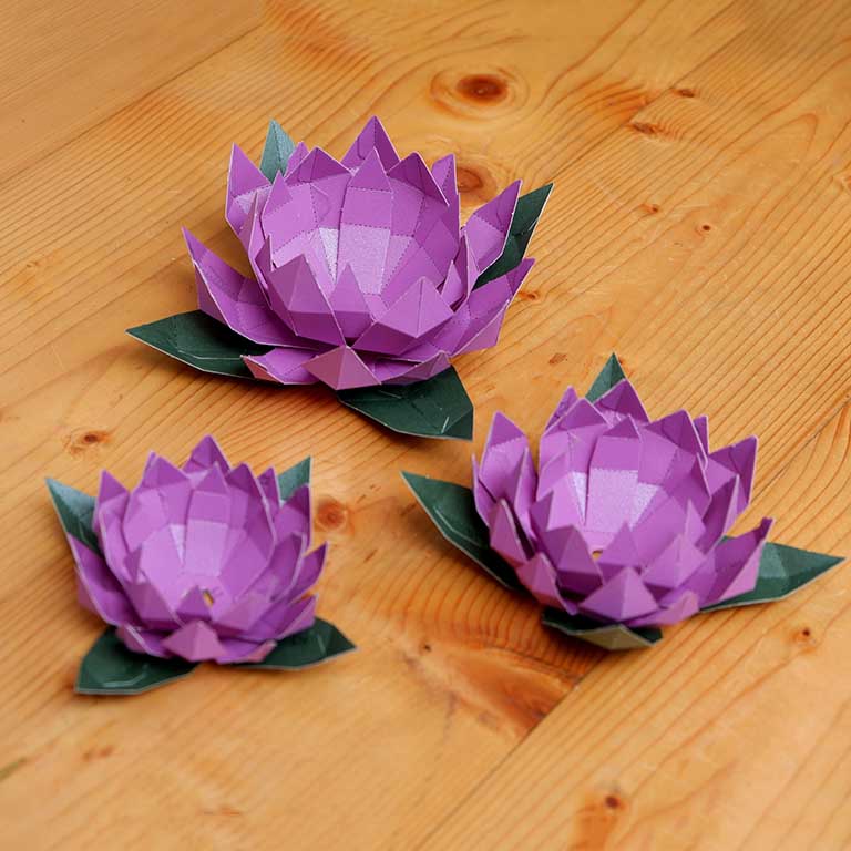 Lotus Paper Craft Flower - Low Poly Main image