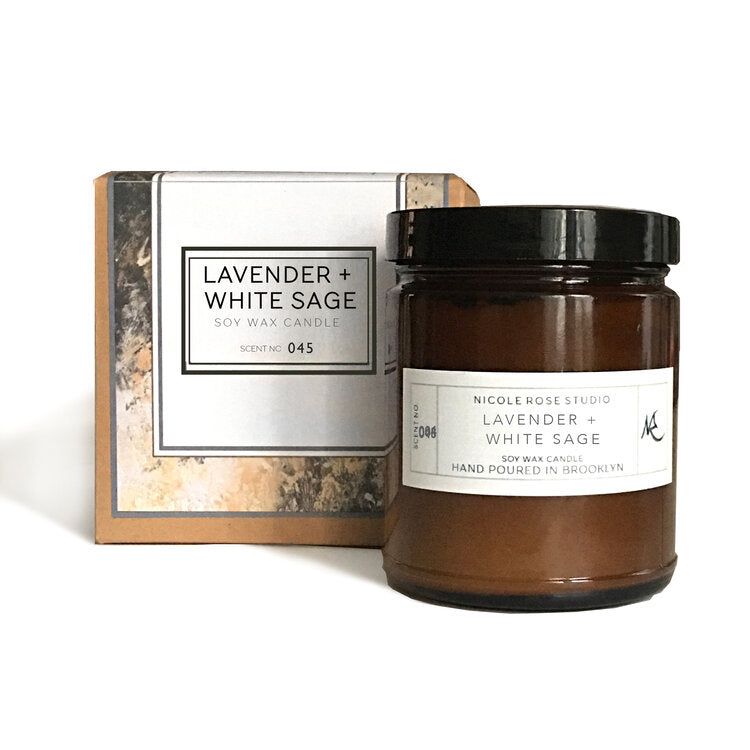 Lavender + White Sage Aromatherapy Scented Soy Wax Candle Main image