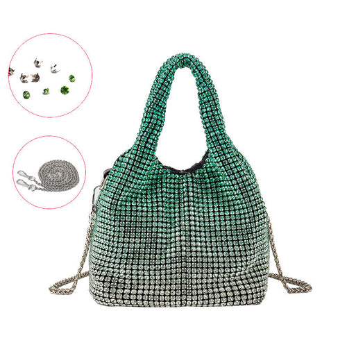 Full Diamond Bag Bucket Rhinestone Chain Purse