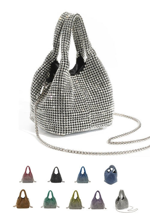 Full Diamond Bag Bucket Rhinestone Chain Purse