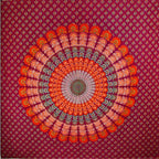 Maroon Peacock Dance Mandala Tapestry