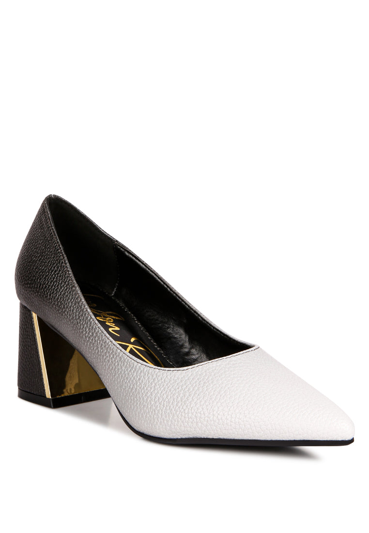 Harlow Metallic Accent Block Heel Pumps