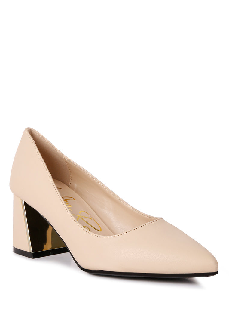 Casey Metallic Detail Block Heel Pumps