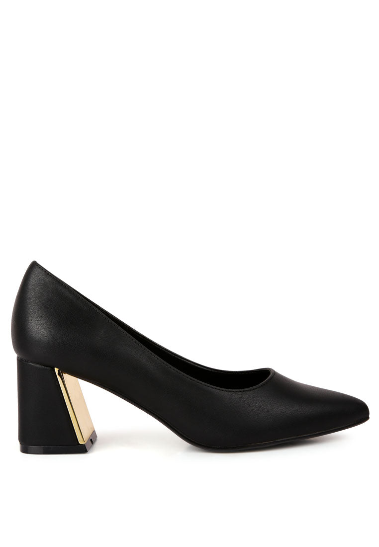 Casey Metallic Detail Block Heel Pumps