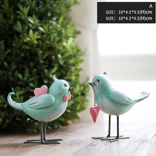 1 Pair Bird Figurine Couple Gift Shabby Style