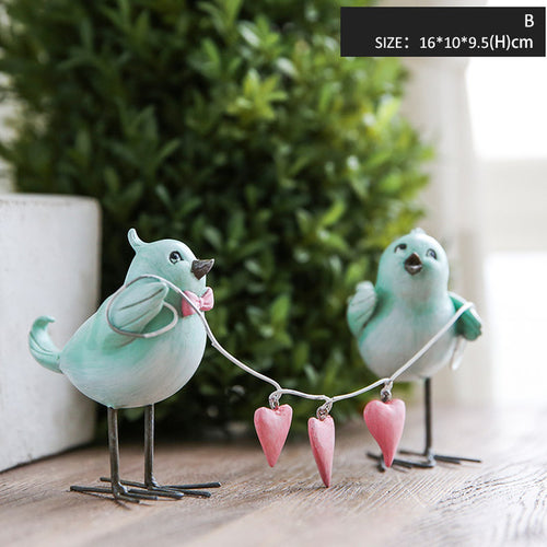 1 Pair Bird Figurine Couple Gift Shabby Style