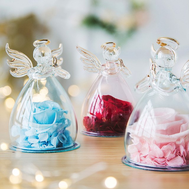 1 Piece Preserved Flowers Glass Dome Flowers