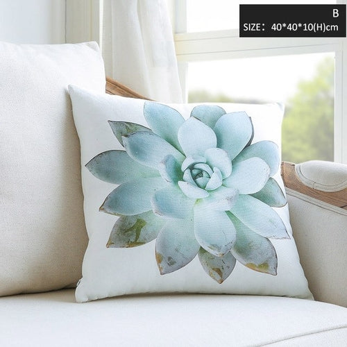 Cushion Pillow Succulent Print Removable