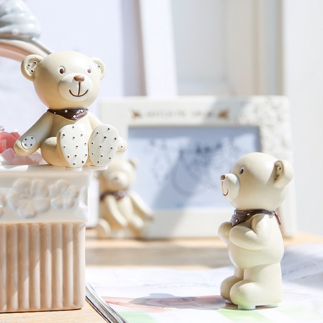 Home 2 Pieces Bear Cute Figures Resin Doll 1 Main image