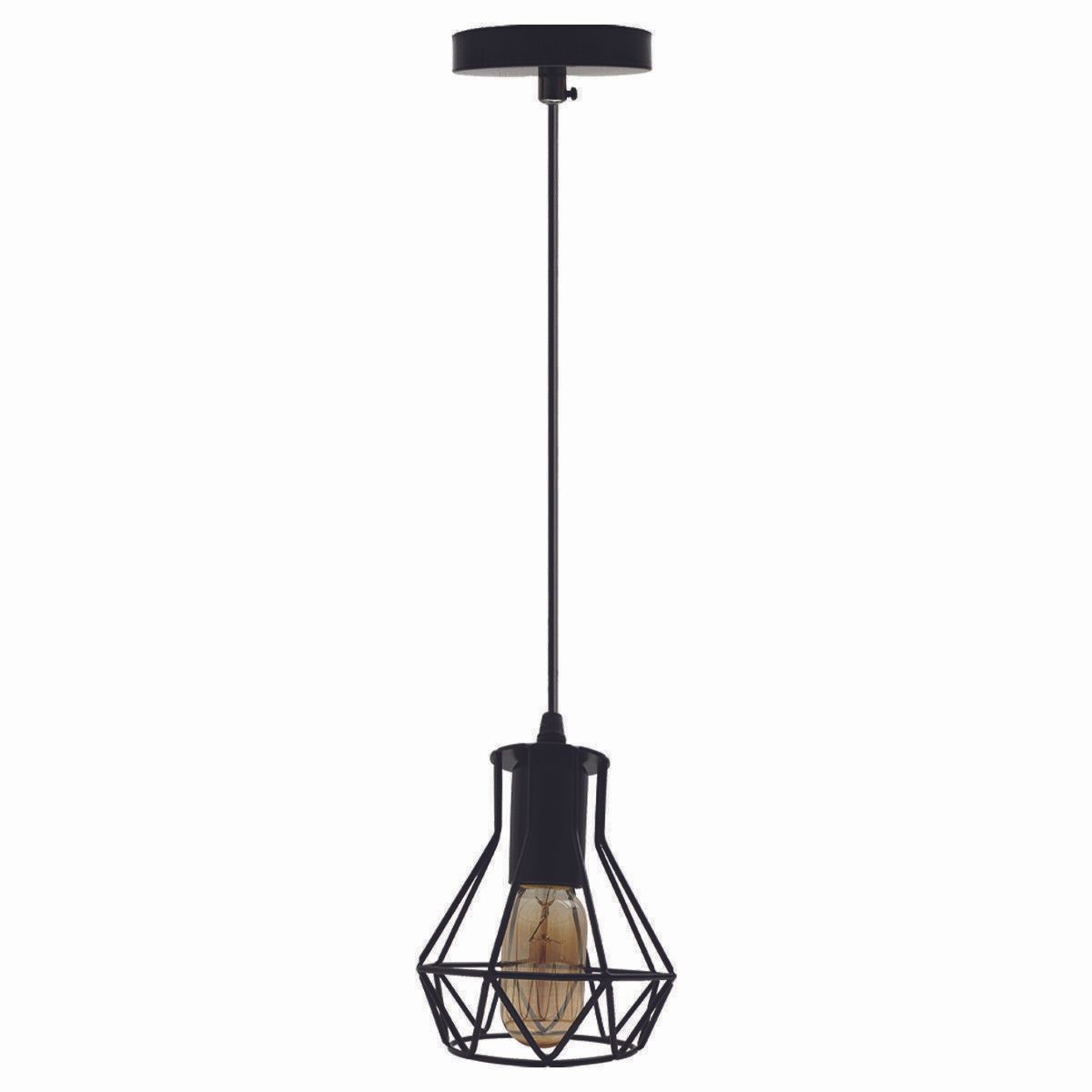 Modern Ceiling 1 Head Pendant Light Fitting Metal Black Cage~2470 Main image