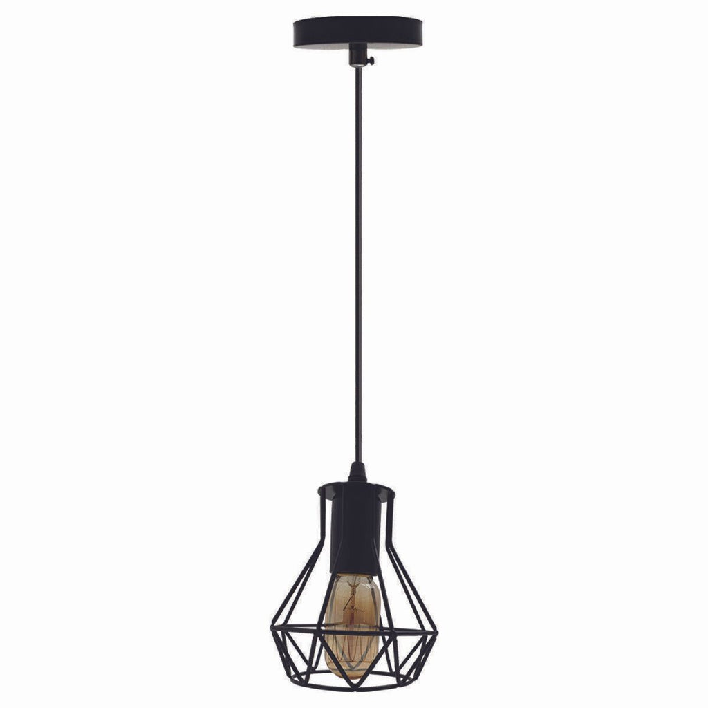 Modern Ceiling 1 Head Pendant Light Fitting Metal Black Cage~2470