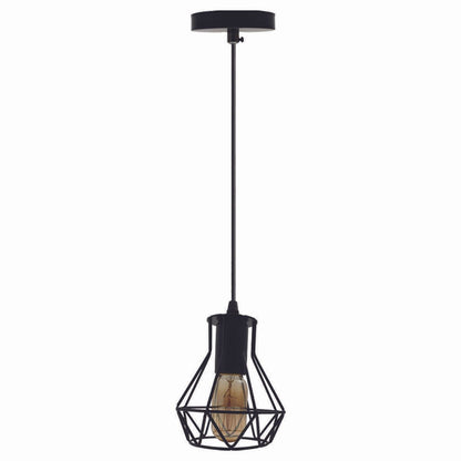 Modern Ceiling 1 Head Pendant Light Fitting Metal Black Cage~2470