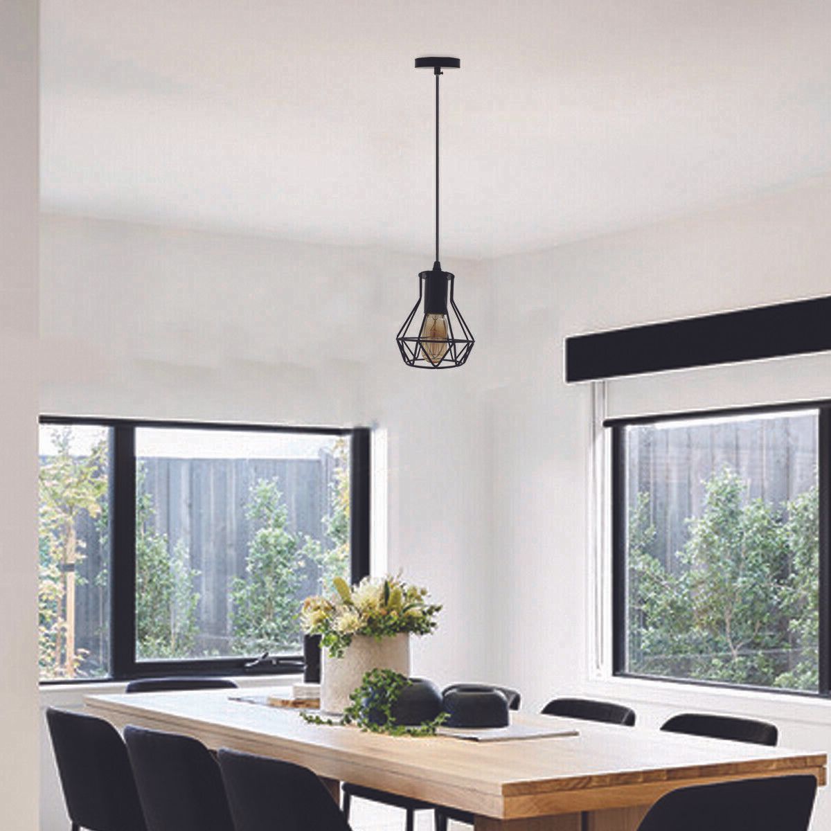 Modern Ceiling 1 Head Pendant Light Fitting Metal Black Cage~2470