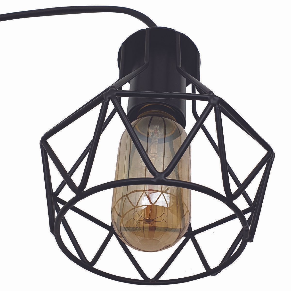 Modern Ceiling 3 Head Pendant Light Fitting Metal Black Cage~2471