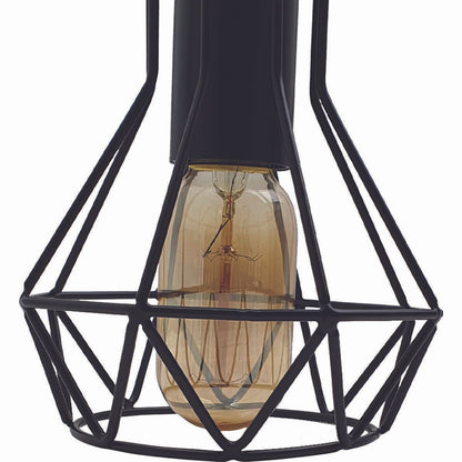 Modern Ceiling 3 Head Pendant Light Fitting Metal Black Cage~2471