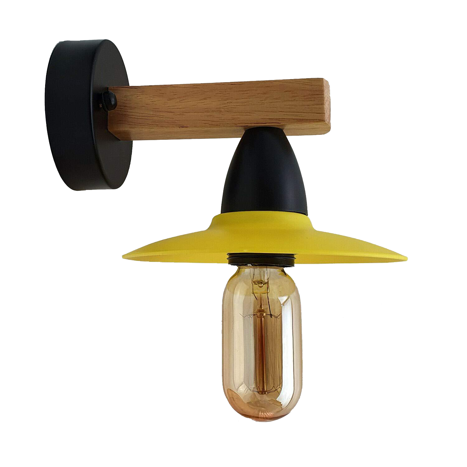 2 Pack Yellow Modern Vintage Wood Wall Light fixtures~1019 Secondary image
