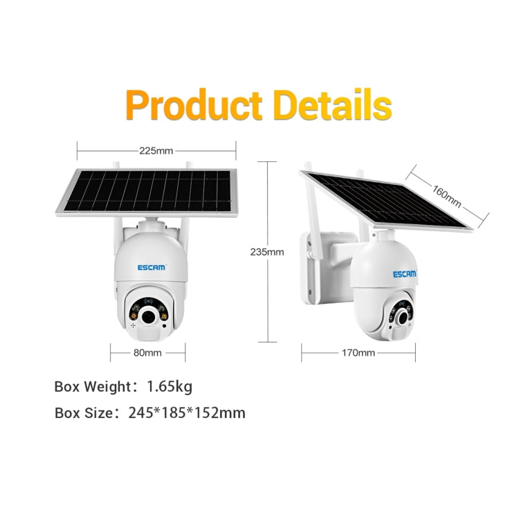 ESCAM QF450 HD 1080P 4G EU Version Solar Powered IP Camera with 16G