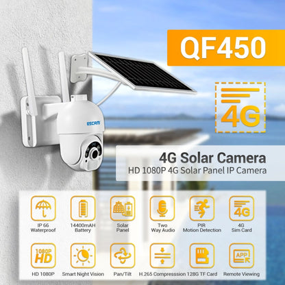 ESCAM QF450 HD 1080P 4G EU Version Solar Powered IP Camera with 16G