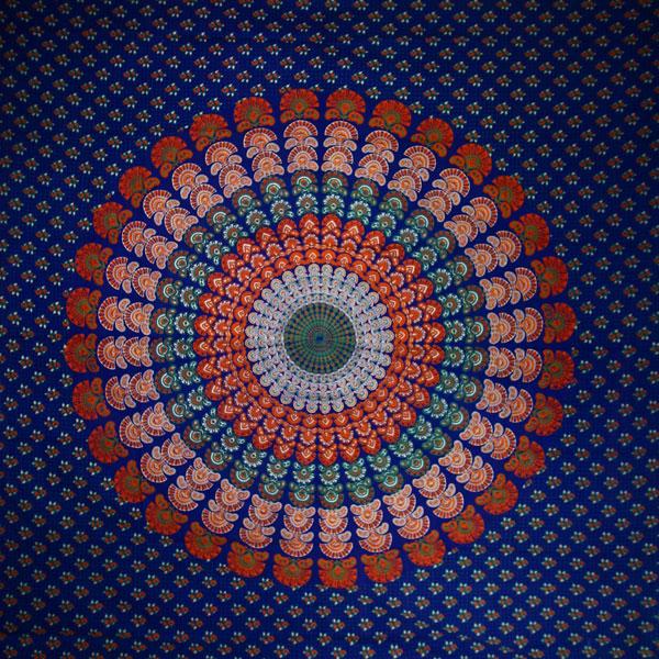 Navy Blue Peacock Dance Mandala Tapestry Main image