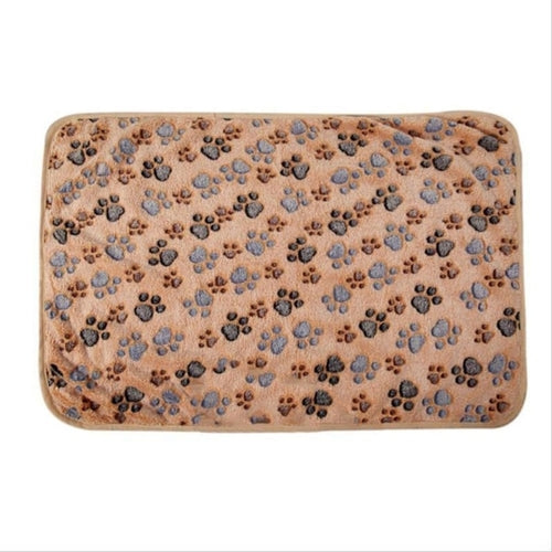 Cute Dog Bed Mats Soft Flannel Fleece Paw Foot
