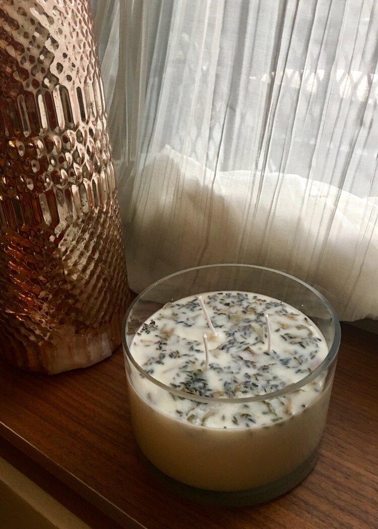 Lavender + White Sage Aromatherapy 3 Wick Large Soy Wax Candle Main image