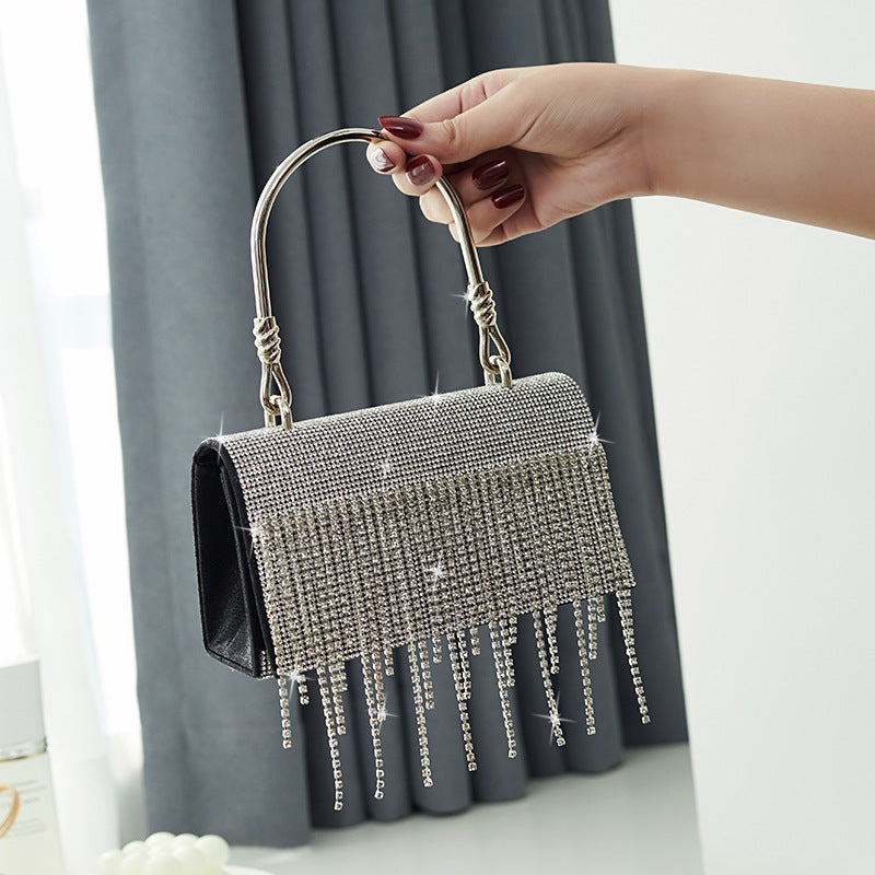 GlitteringTassel Rhinestone Small Square Bag Evening Dinner Bag Party