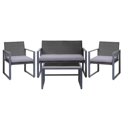 Gardeon 4PC Outdoor Furniture Patio Table Chair Black