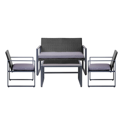 Gardeon 4PC Outdoor Furniture Patio Table Chair Black