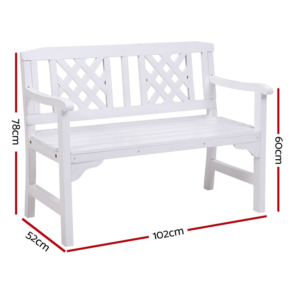 Gardeon Wooden Garden Bench 2 Seat Patio Furniture Timber Outdoor