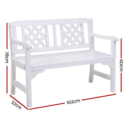 Gardeon Wooden Garden Bench 2 Seat Patio Furniture Timber Outdoor