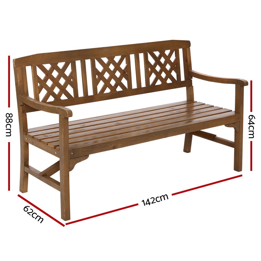 Gardeon Wooden Garden Bench 3 Seat Patio Furniture Timber Outdoor Secondary image