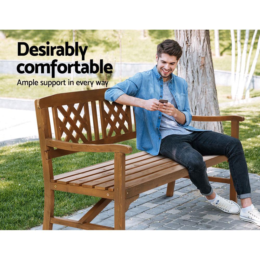 Gardeon Wooden Garden Bench 3 Seat Patio Furniture Timber Outdoor Secondary image