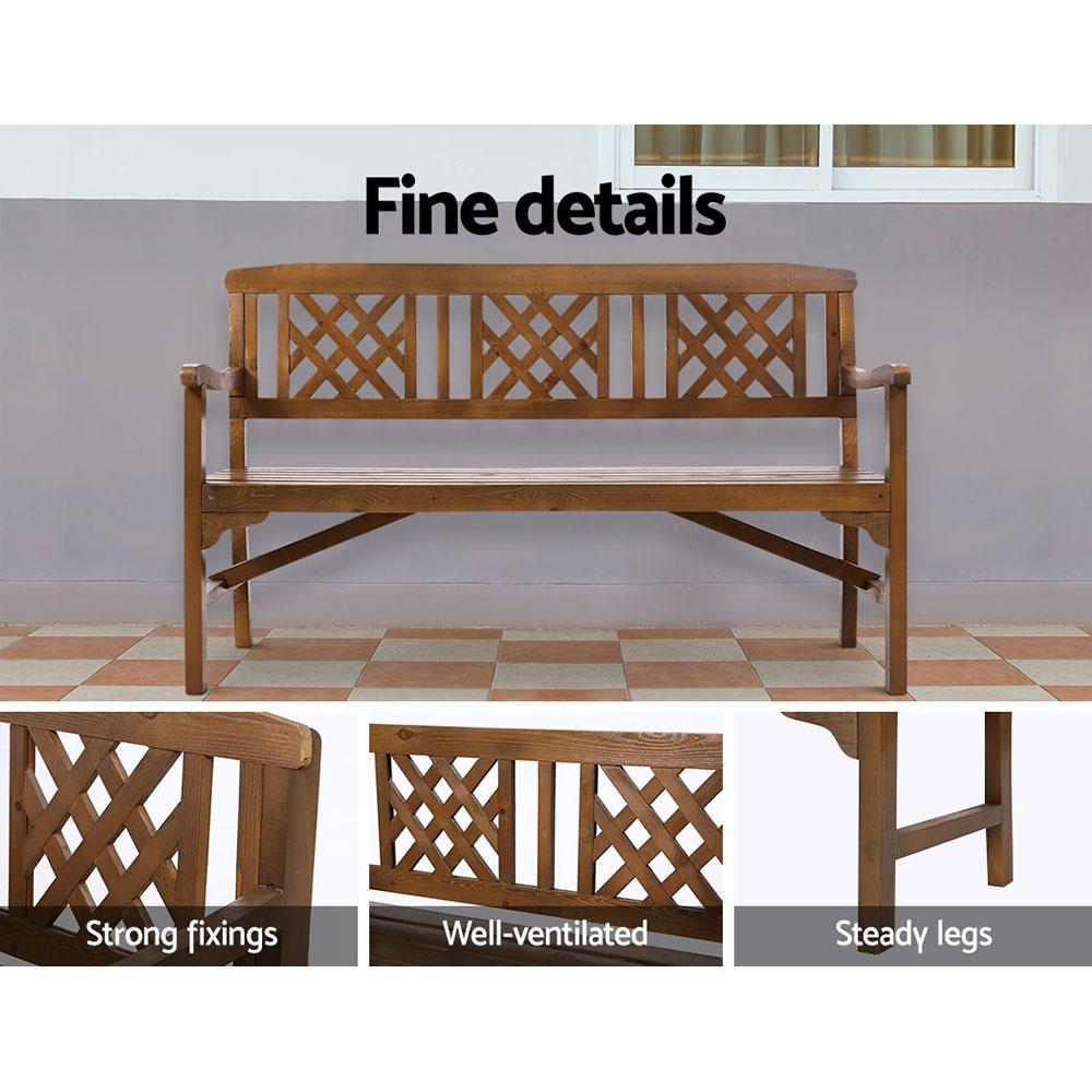 Gardeon Wooden Garden Bench 3 Seat Patio Furniture Timber Outdoor