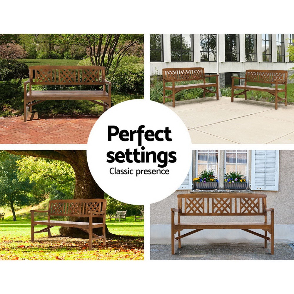 Gardeon Wooden Garden Bench 3 Seat Patio Furniture Timber Outdoor