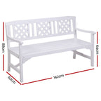 Gardeon Wooden Garden Bench 3 Seat Patio Furniture Timber Outdoor