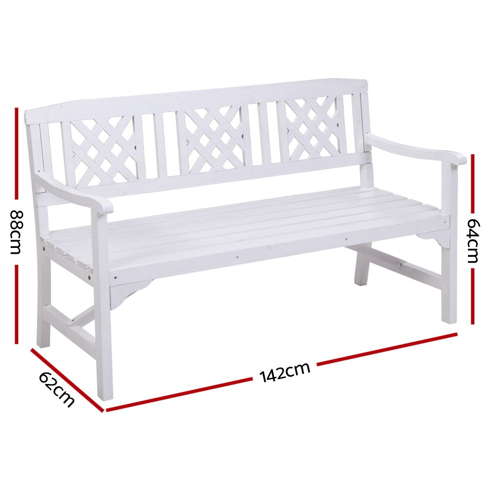 Gardeon Wooden Garden Bench 3 Seat Patio Furniture Timber Outdoor