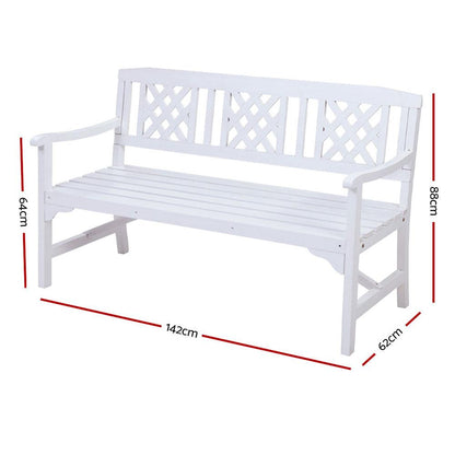Gardeon Wooden Garden Bench 3 Seat Patio Furniture Timber Outdoor
