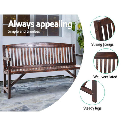 Gardeon Wooden Garden Bench Chair Natural Outdoor Furniture Décor