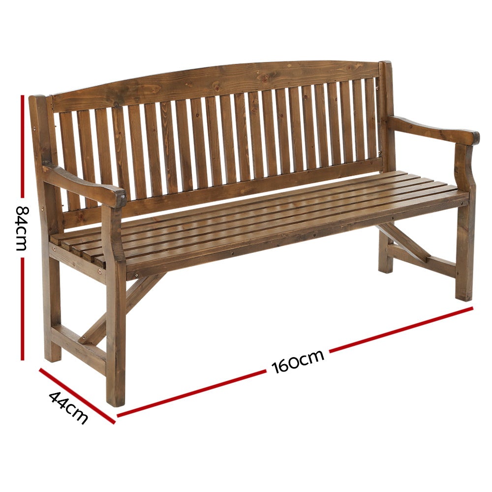 Gardeon Wooden Garden Bench Chair Natural Outdoor Furniture Décor