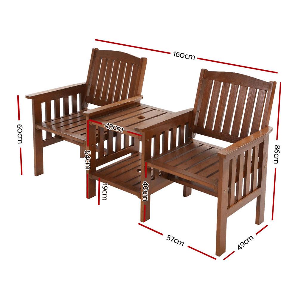 Gardeon Garden Bench Chair Table Loveseat Wooden Outdoor Furniture Main image