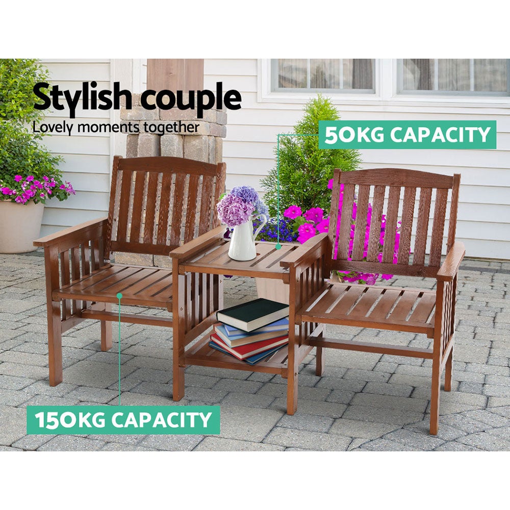 Gardeon Garden Bench Chair Table Loveseat Wooden Outdoor Furniture