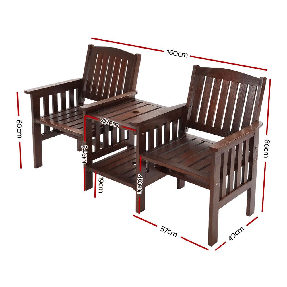 Gardeon Garden Bench Chair Table Loveseat Wooden Outdoor Furniture Main image